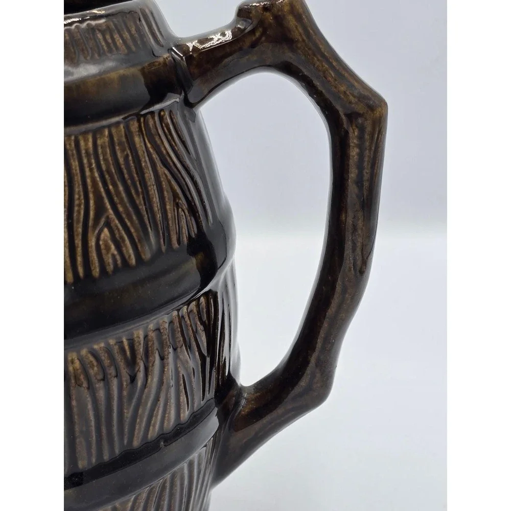 RARE Robinson Ransbottom Brown‎ Barrel Pitcher Roseville RRP Co Pottery USA Made